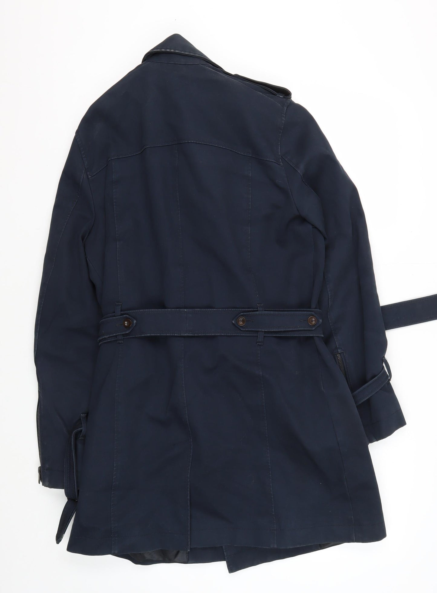 Reiss Men's Blue Trench Coat Size S Belted Cotton