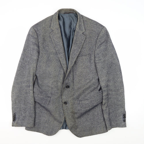 Hugo Boss Men's Grey Herringbone Blazer, Size 38R