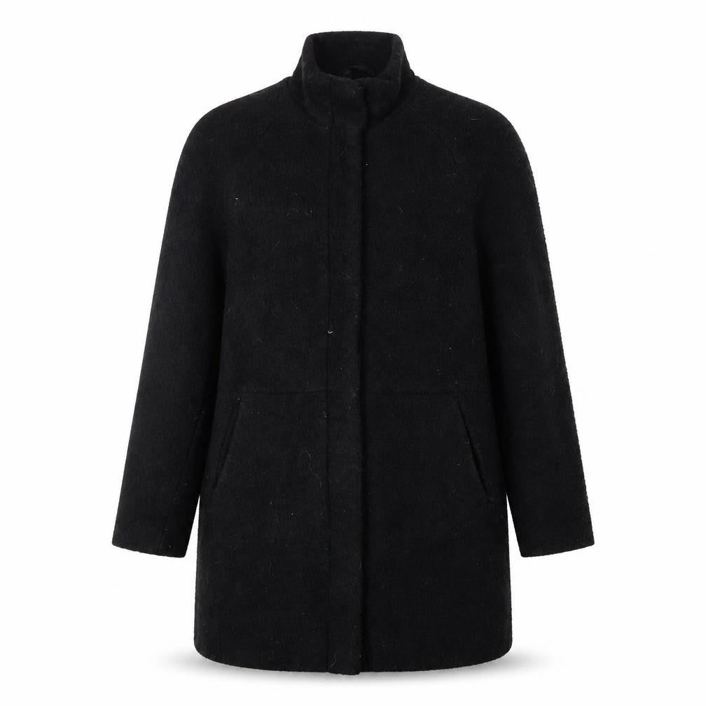 Front view of H&M Women's Black Long Coat, size 10