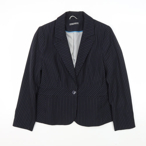 South Women's Black Pinstripe Blazer UK 14 Business