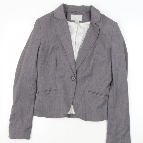 H&M Women's Grey Blazer, Size 10, Elegant Business Wear