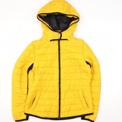New Look Women's Yellow Hooded Puffer Jacket, Size 12