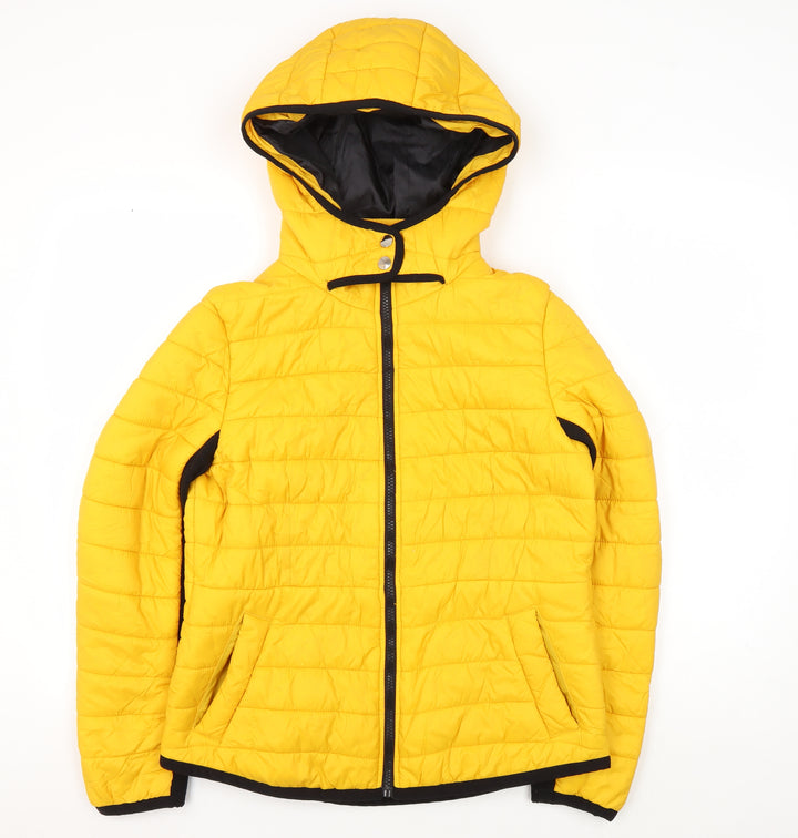 New Look Women's Yellow Hooded Puffer Jacket, Size 12