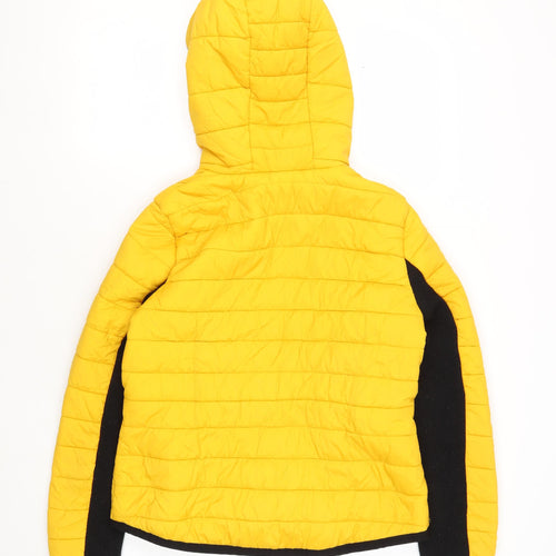 New Look Women's Yellow Hooded Puffer Jacket, Size 12