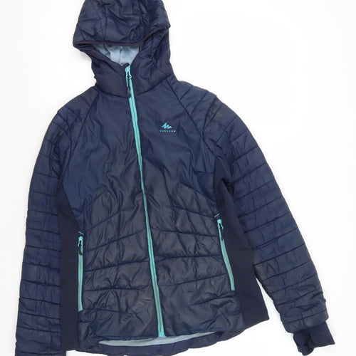 Decathlon Girls Blue Hooded Puffer Jacket 12-13 Years