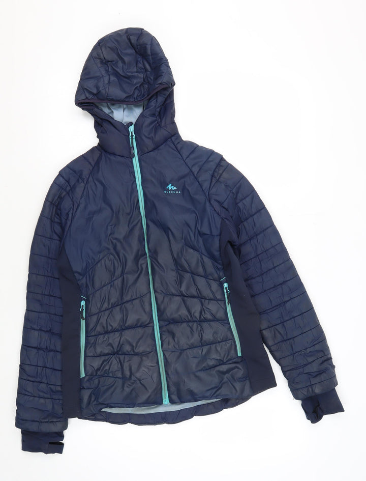 Decathlon Girls Blue Hooded Puffer Jacket 12-13 Years