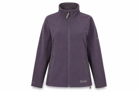 Front view of Regatta Women's Purple Basic Jacket, size 10, Full Zip, Softshell