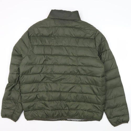 Livergy Men's Green Puffer Jacket L Zip Polyester