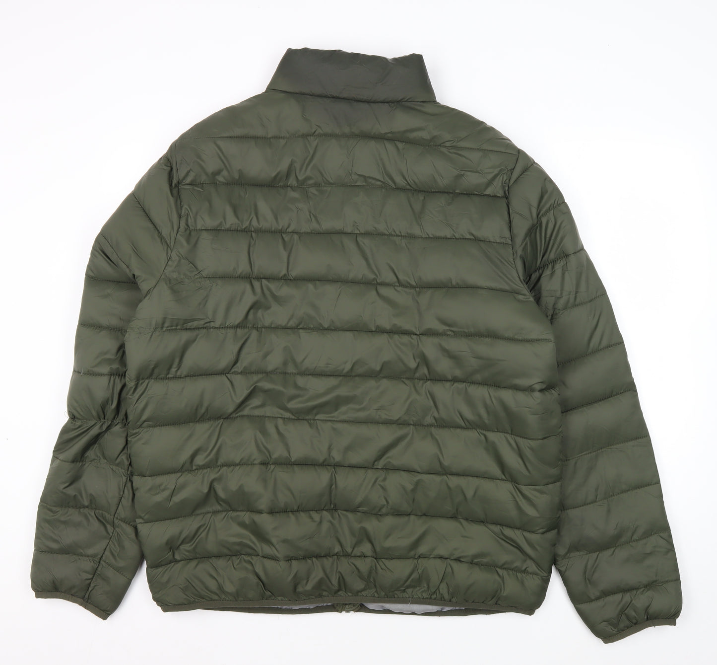 Livergy Men's Green Puffer Jacket L Zip Polyester