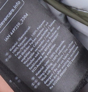 Livergy Men's Green Puffer Jacket L Zip Polyester