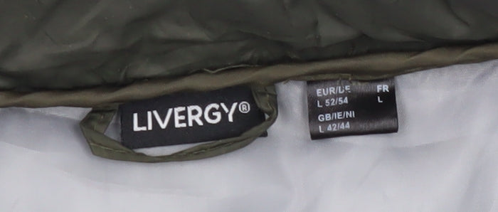 Livergy Men's Green Puffer Jacket L Zip Polyester