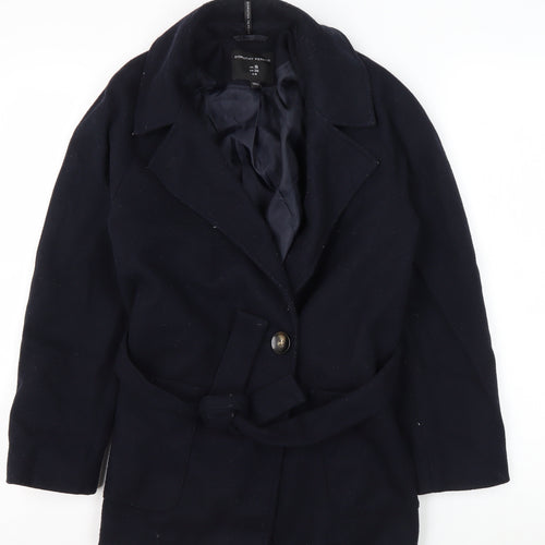 Dorothy Perkins Women's Black Wool Overcoat - Size 8