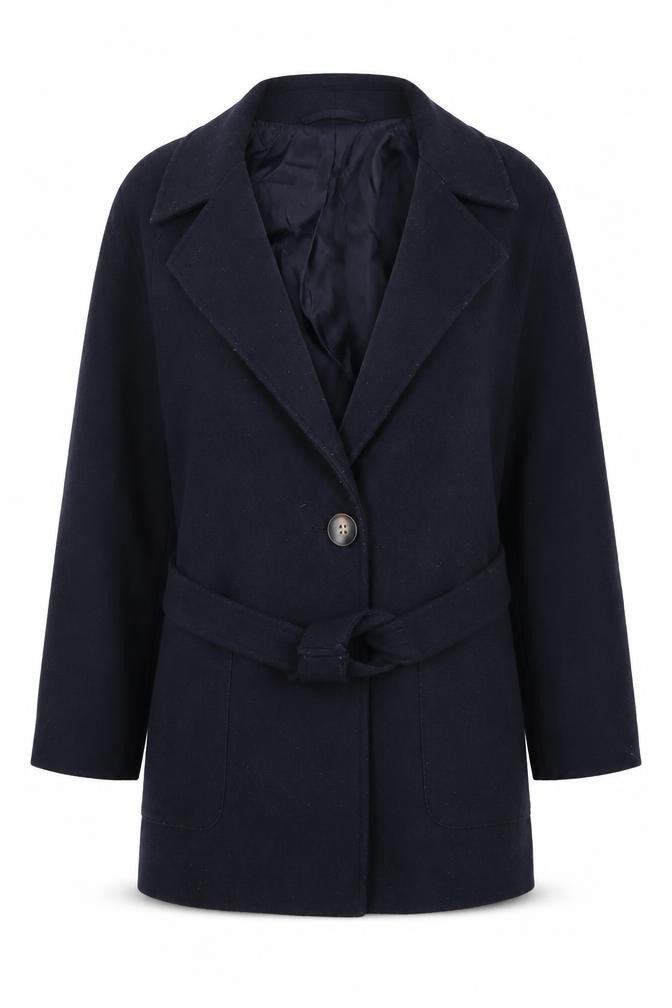 Front view of Dorothy Perkins Women's Black Wool Overcoat -, size 8