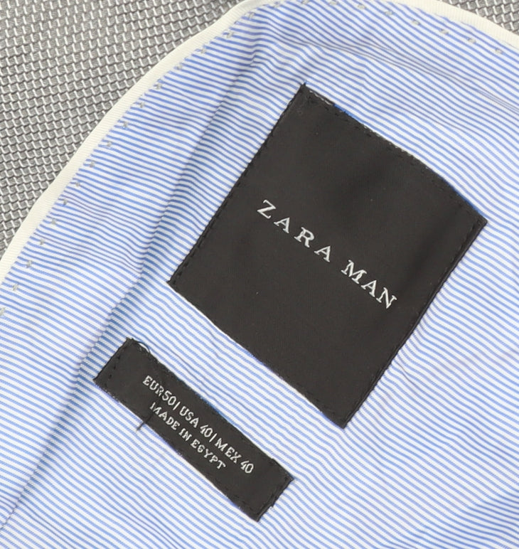 Zara Man Men's Grey Blazer 40 M Regular Fit Jacket