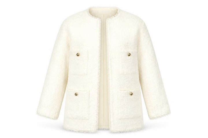 Mango Ivory Women's Mid-Length Coat Size 8