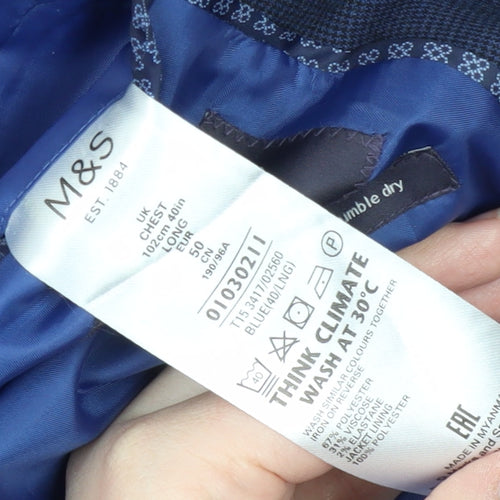 Marks and Spencer Men's Blue Regular Fit Blazer 40L