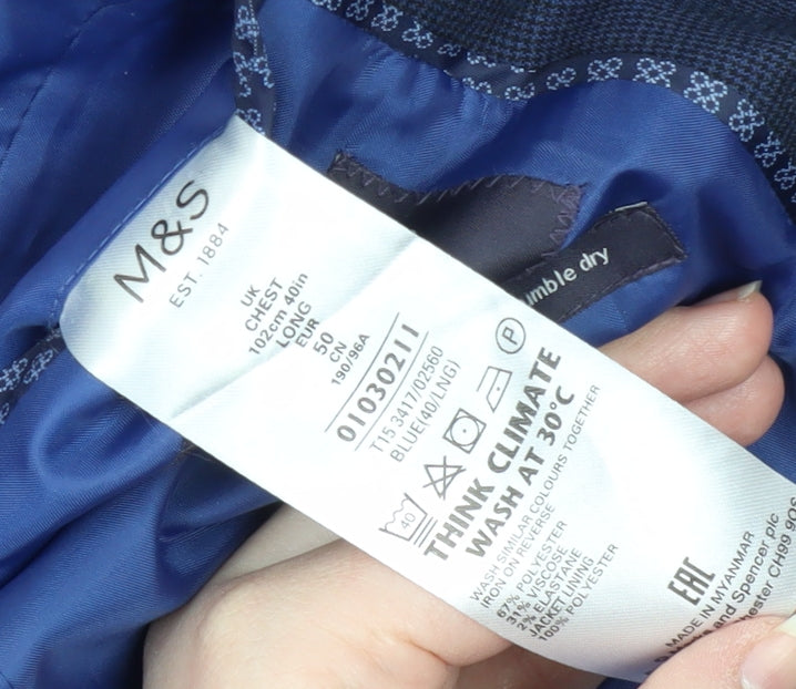 Marks and Spencer Men's Blue Regular Fit Blazer 40L