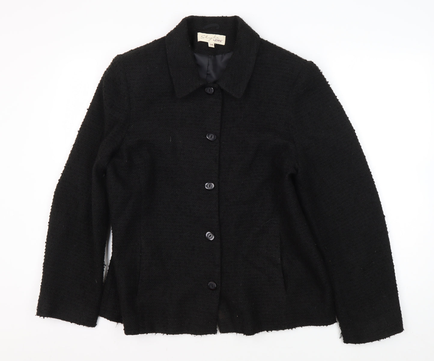 Style by EWM Women's Black Mid-Length Jacket Size 16