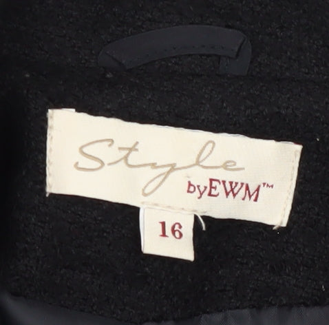 Style by EWM Women's Black Mid-Length Jacket Size 16