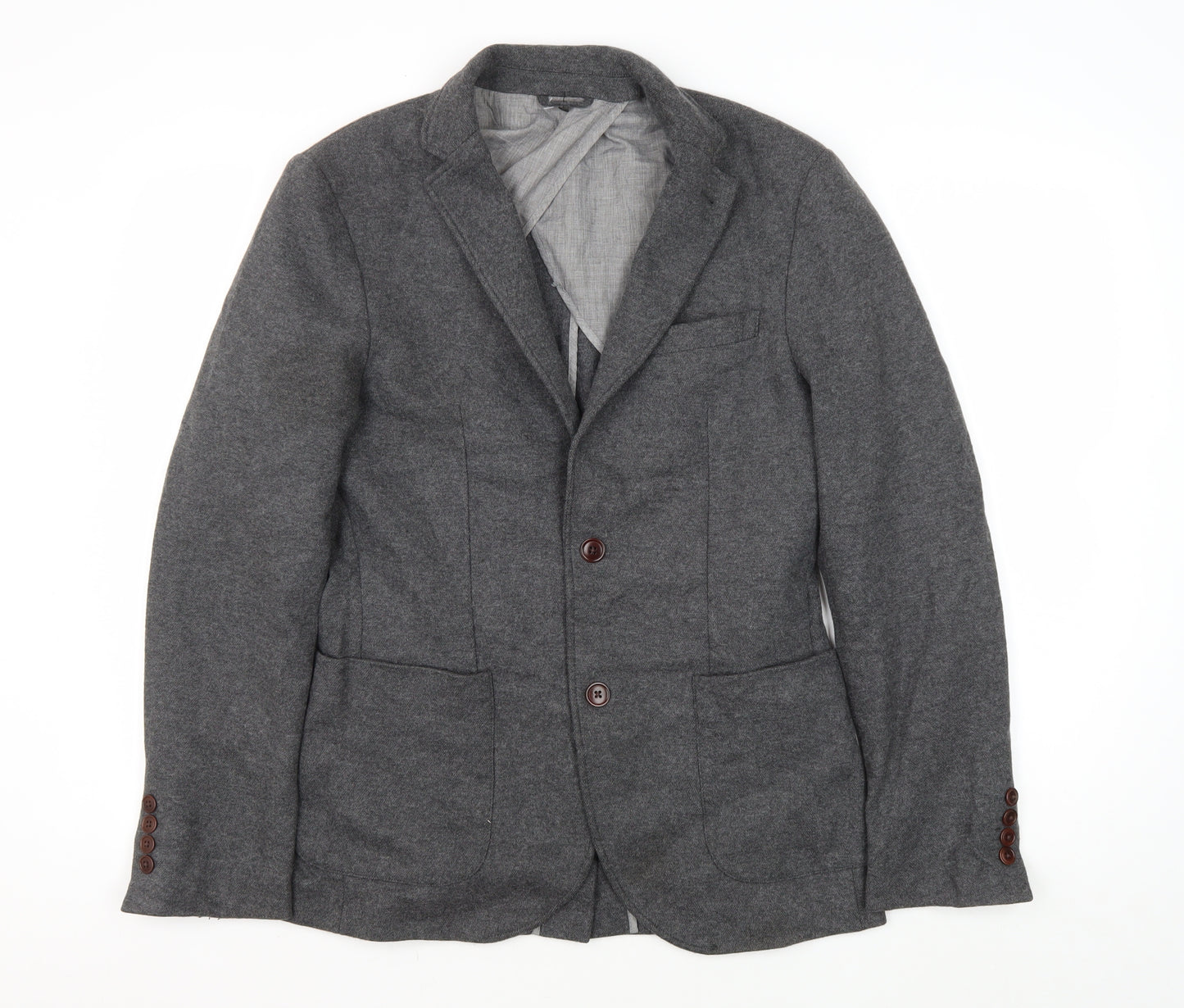 Next Men's Grey Slim Fit Blazer 36R Notch Lapel