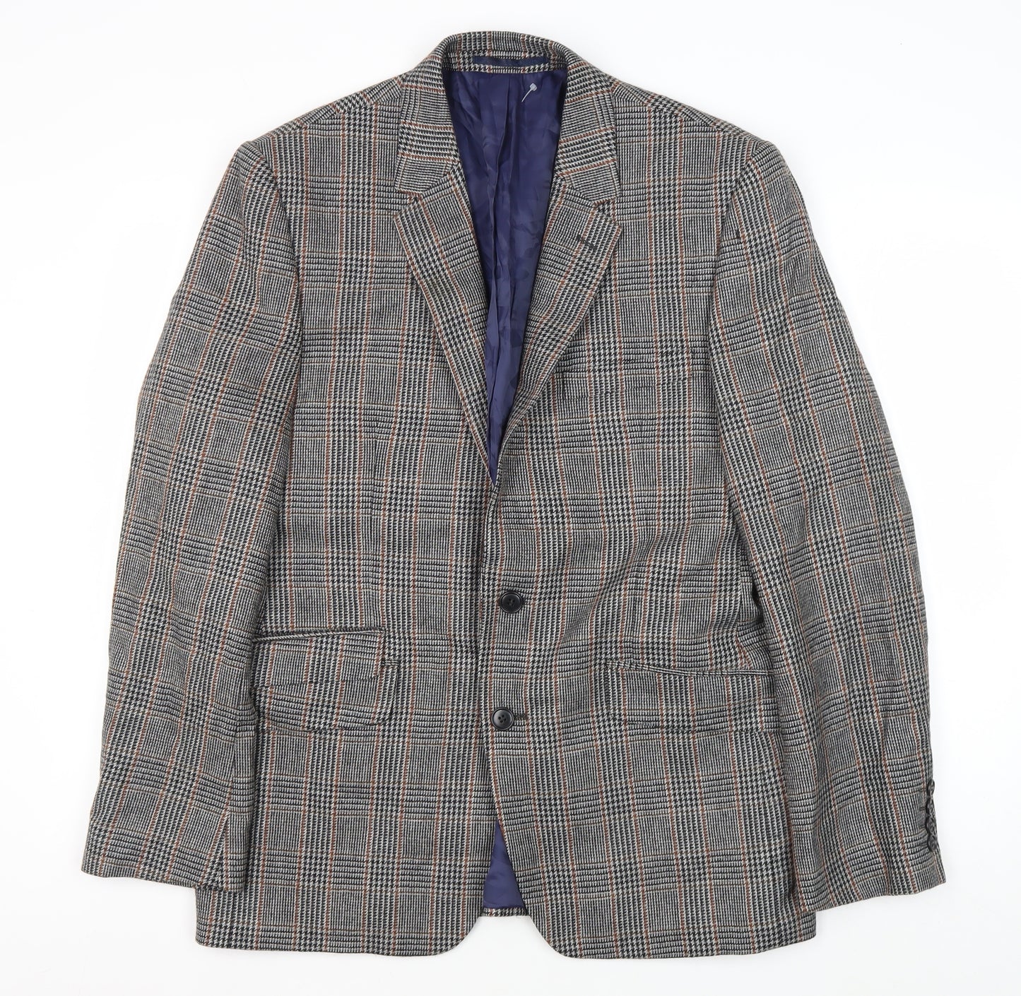 Paul Costelloe Men's Grey Plaid Wool Blazer 40R