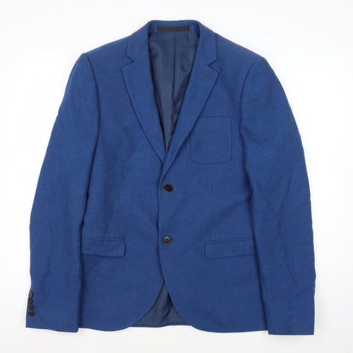 Topman Men's Blue Slim Fit Tweed Blazer 40