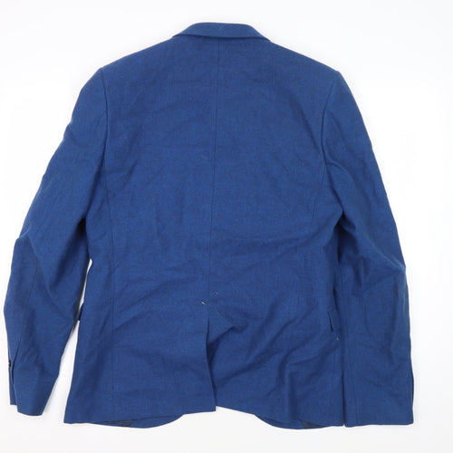 Topman Men's Blue Slim Fit Tweed Blazer 40