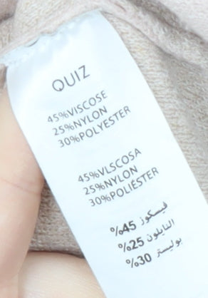 Quiz Women Beige Fur Trim Pullover Jumper M