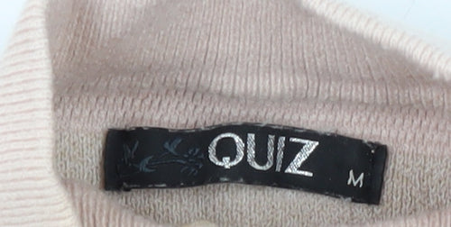 Quiz Women Beige Fur Trim Pullover Jumper M