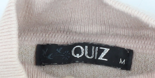 Quiz Women Beige Fur Trim Pullover Jumper M