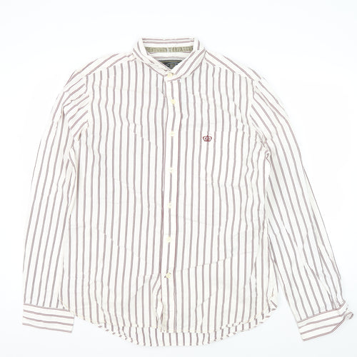 Next Men's L White Striped Long Sleeve Shirt
