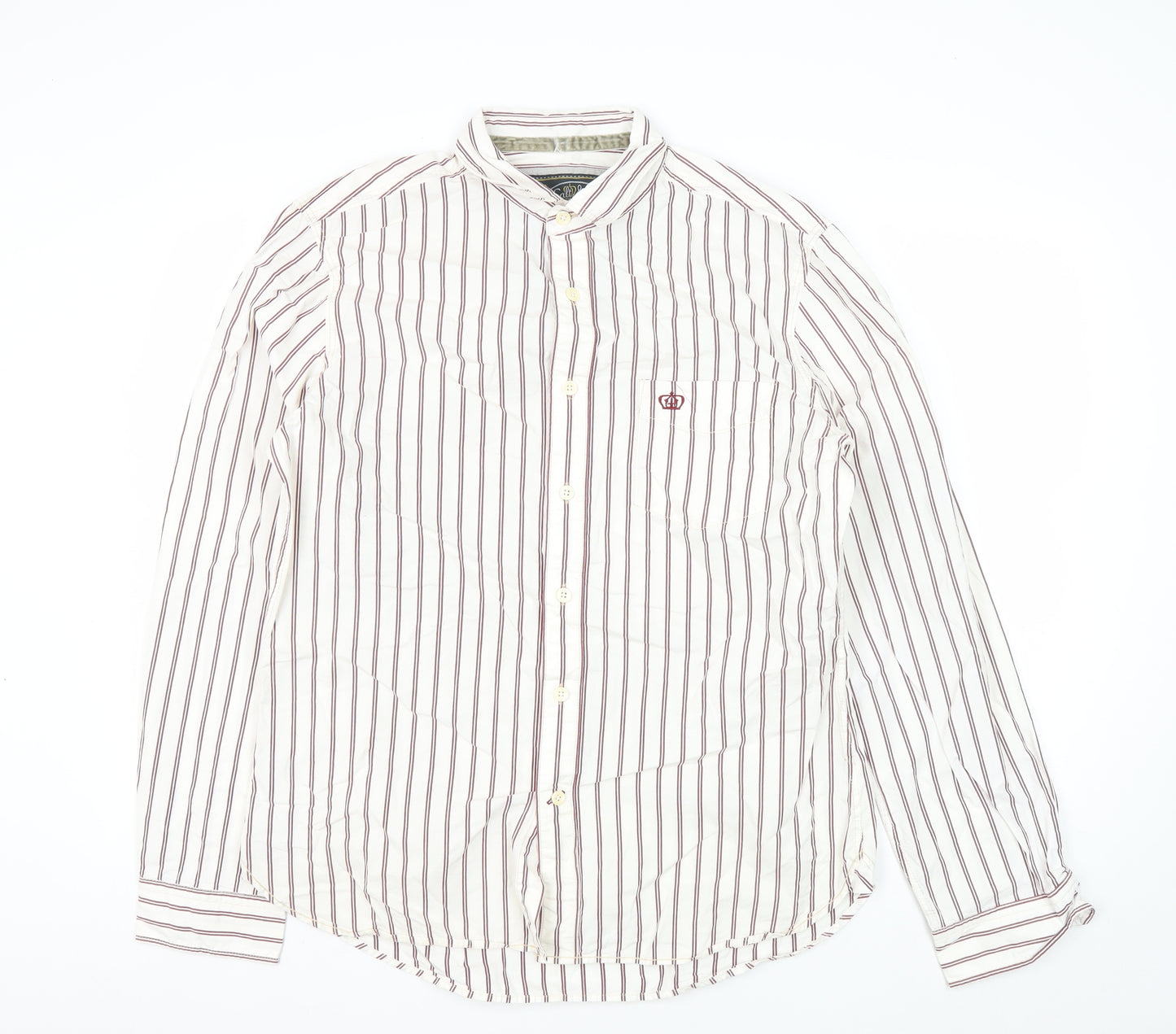 Next Men's L White Striped Long Sleeve Shirt