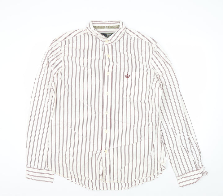 Next Men's L White Striped Long Sleeve Shirt