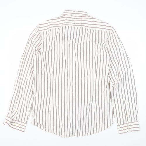 Next Men's L White Striped Long Sleeve Shirt