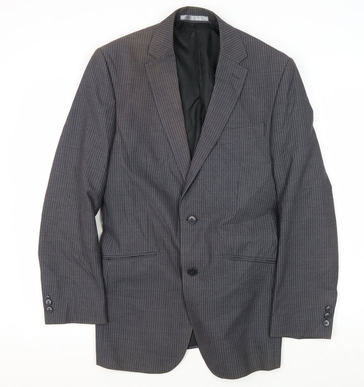 Burton Men's Grey Striped Blazer, Size 36R, Formal Wear
