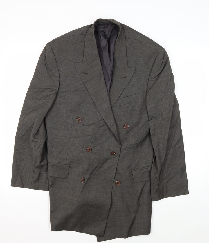 Marks and Spencer Men's Grey Wool Double-Breasted Blazer 40R