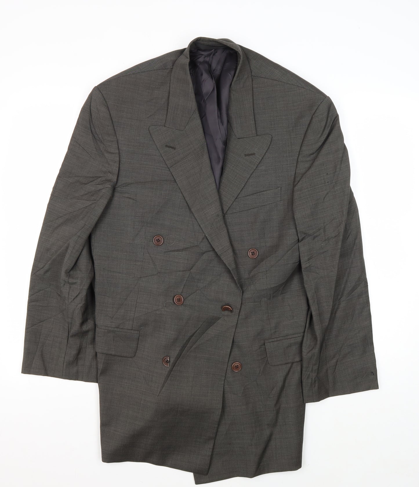 Marks and Spencer Men's Grey Wool Double-Breasted Blazer 40R