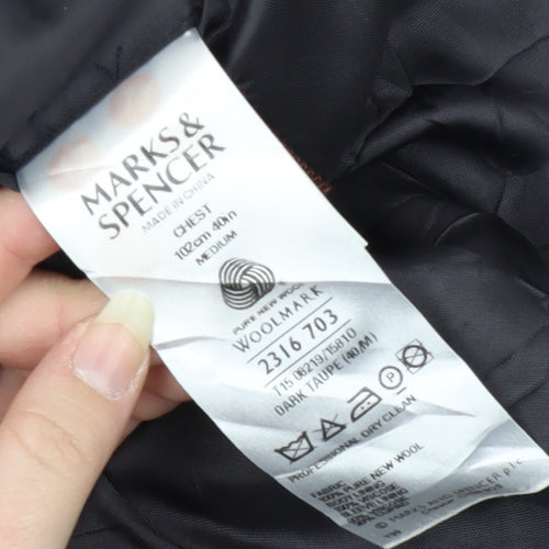 Marks and Spencer Men's Grey Wool Double-Breasted Blazer 40R