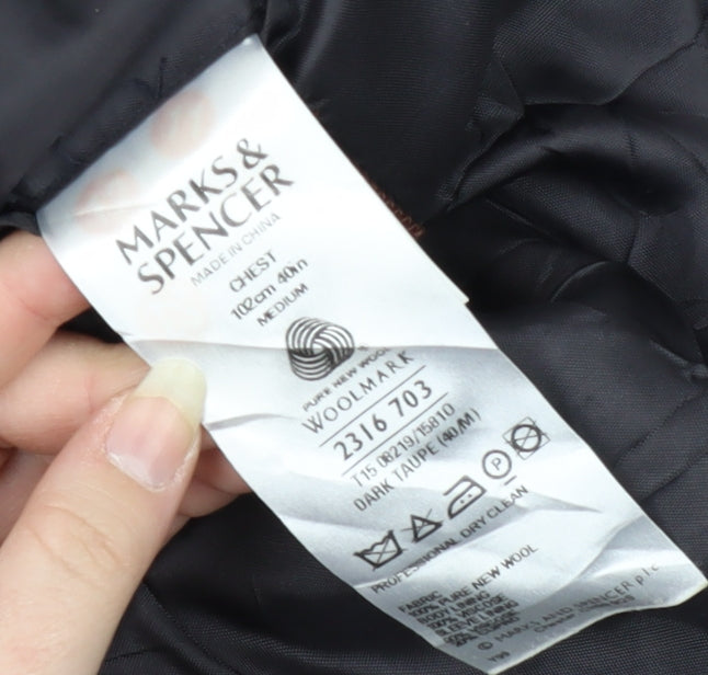 Marks and Spencer Men's Grey Wool Double-Breasted Blazer 40R