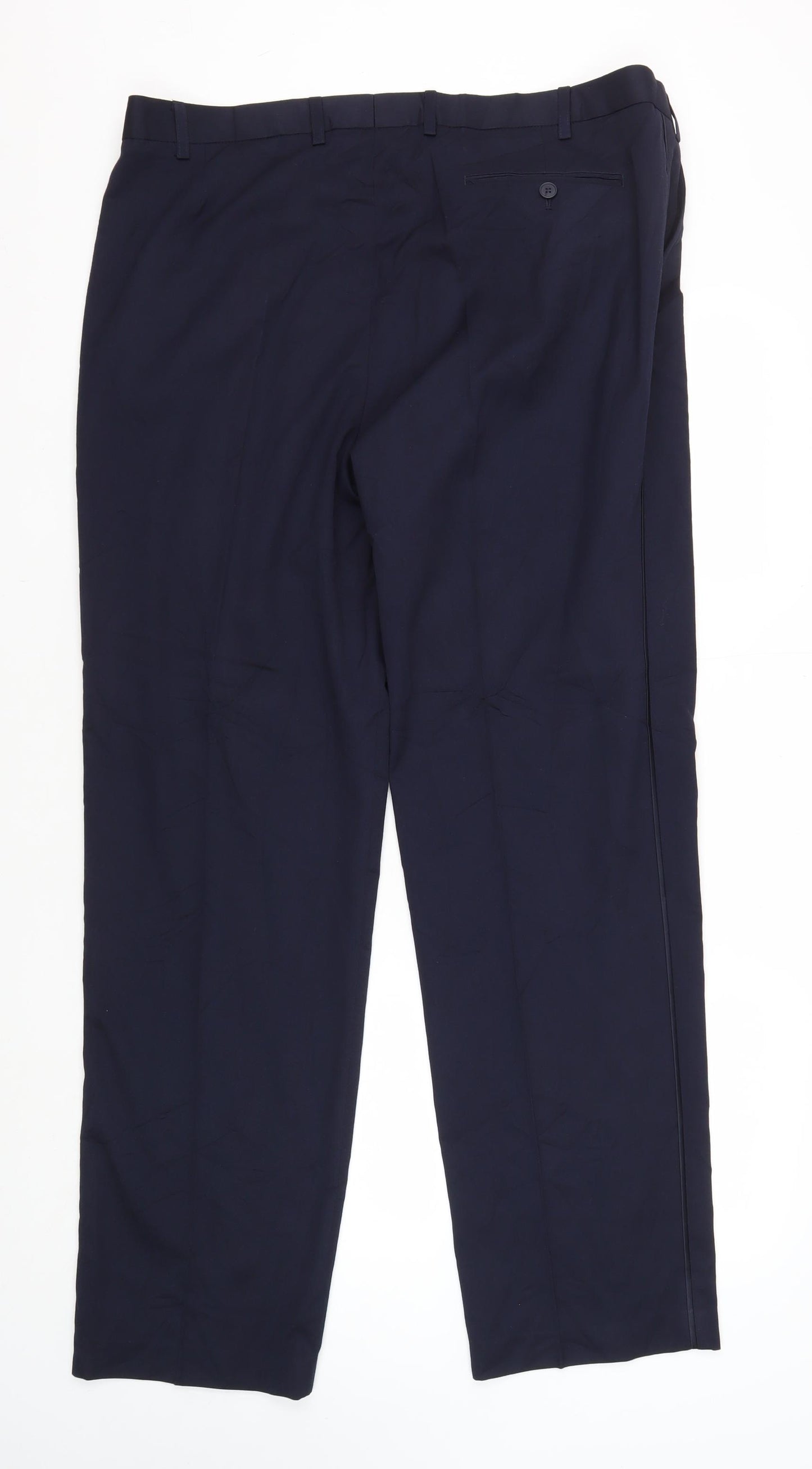 Marks and Spencer Men's Blue Regular Fit Dress Pants
