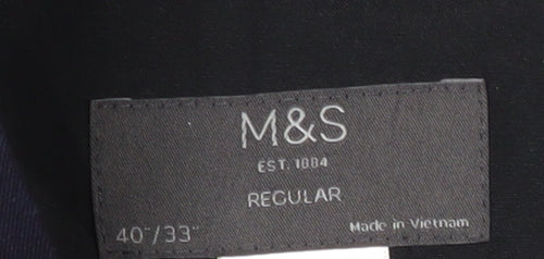 Marks and Spencer Men's Blue Regular Fit Dress Pants