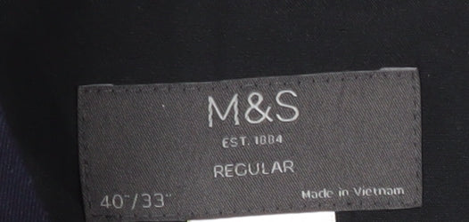 Marks and Spencer Men's Blue Regular Fit Dress Pants