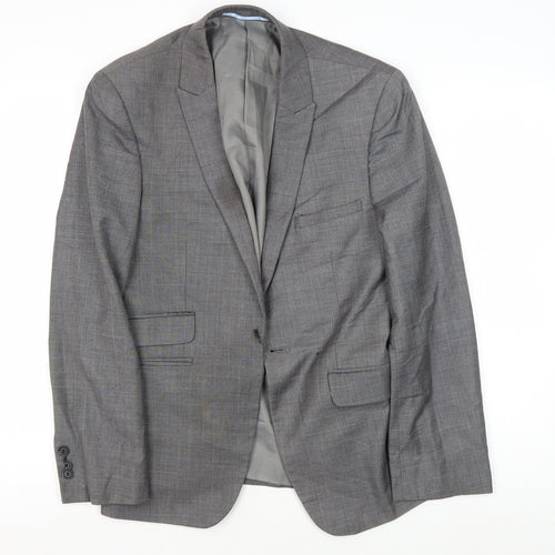 Burton Men's Grey Slim Fit Suit Jacket 36S