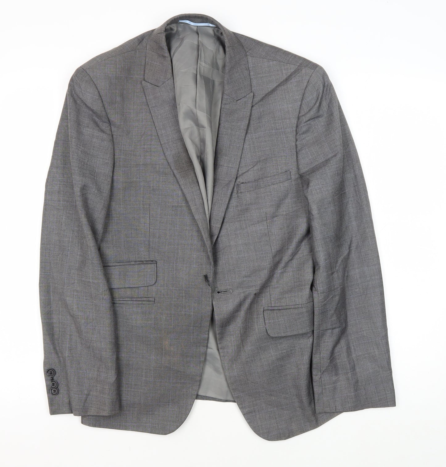 Burton Men's Grey Slim Fit Suit Jacket 36S