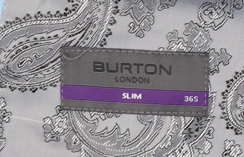 Burton Men's Grey Slim Fit Suit Jacket 36S