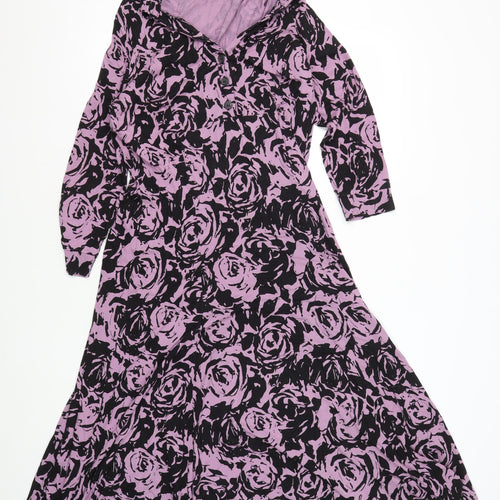 Artigiano Women's Purple Floral Dress Size 14