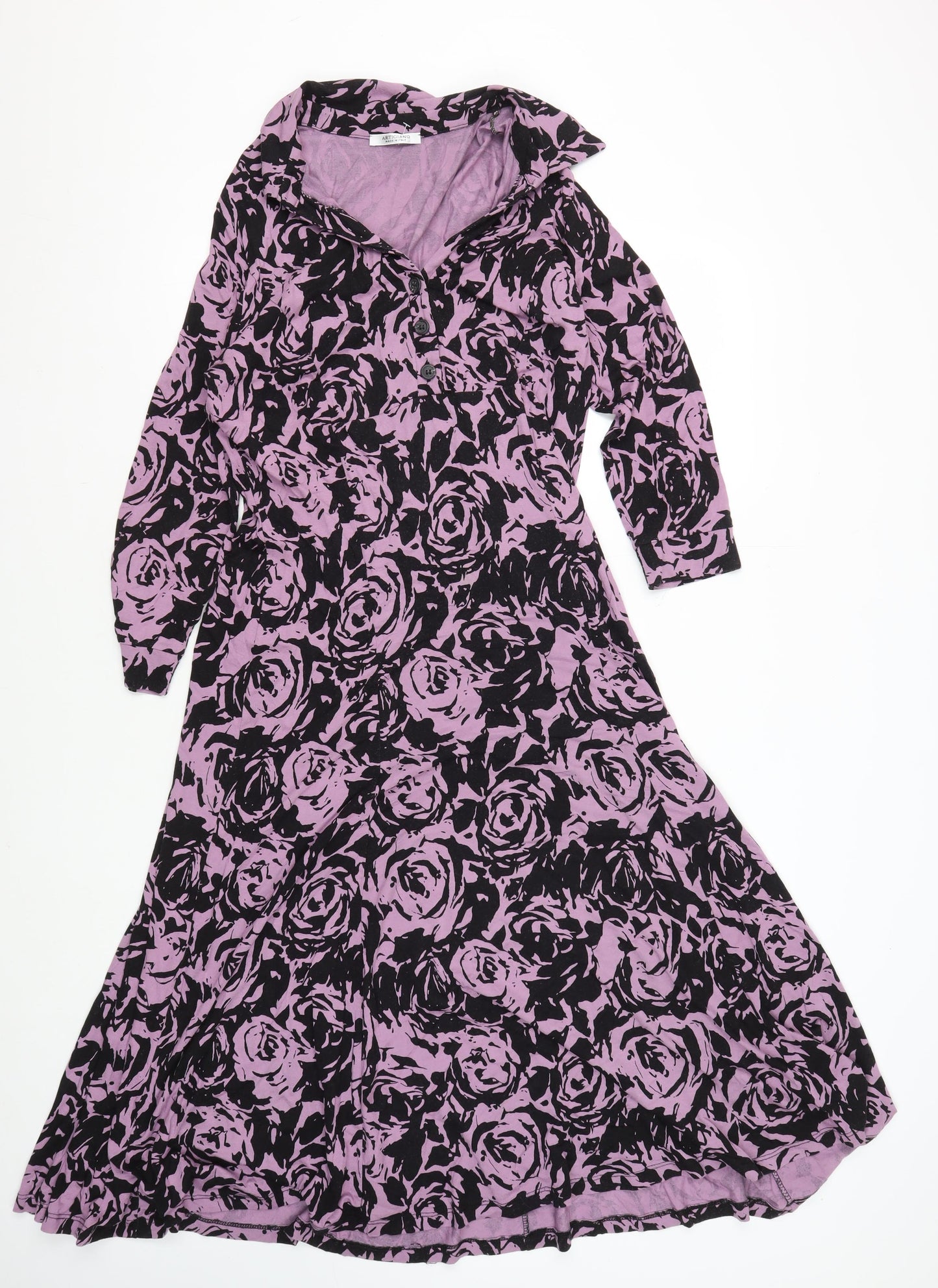 Artigiano Women's Purple Floral Dress Size 14