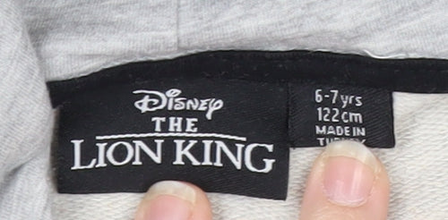 Disney Girls Grey Lion King Pullover Hoodie 6-7 Years