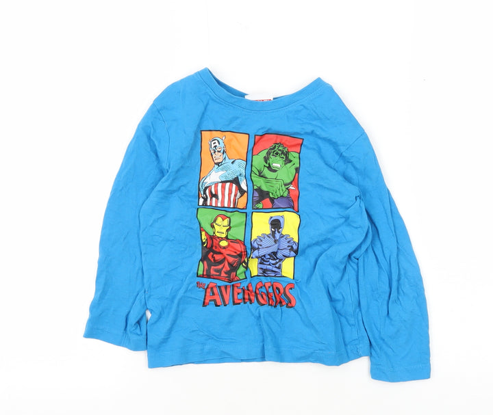 Marvel Boys Blue Avengers Long Sleeve T-Shirt, 4-5 Years
