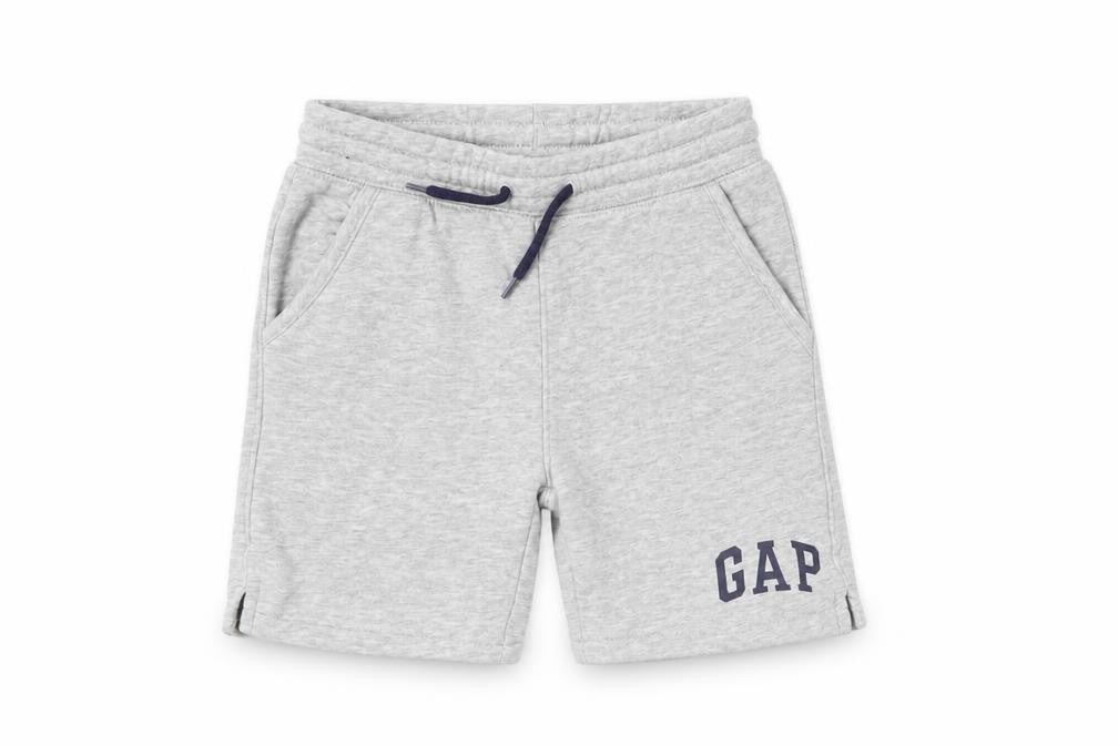 Front view of Gap boys’ grey sweat shorts 3 years with drawstring